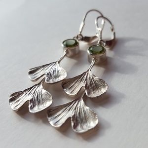 Sterling Silver Drop Earrings w/ Peridot